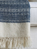 DESERT WOOL BLANKET by Tikau (natural white and blue)